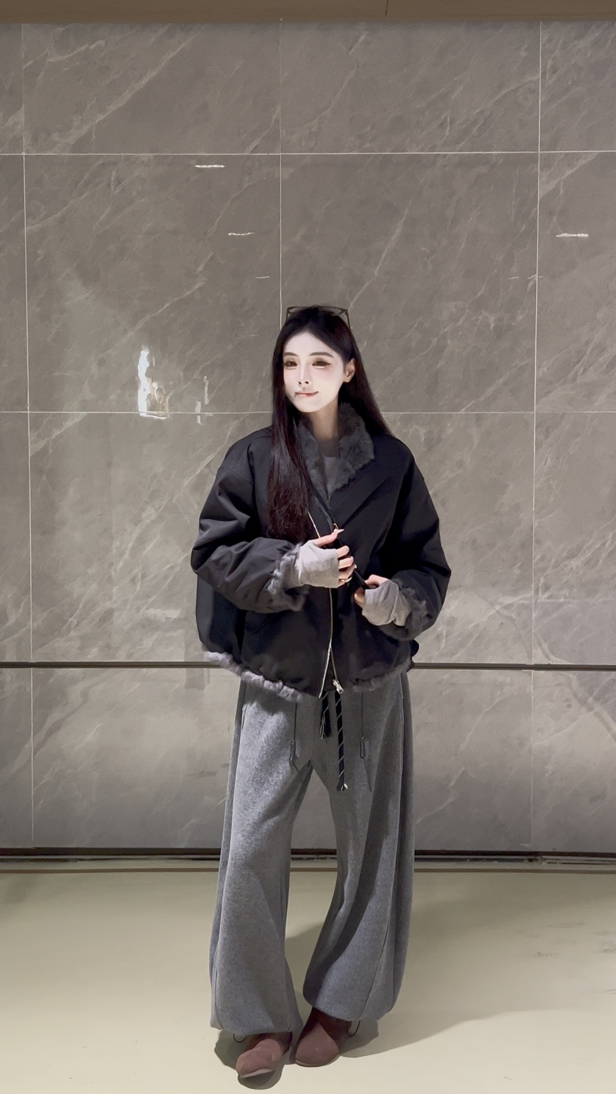 复古两面穿毛毛内胆派克服女冬季新款高级感加厚保暖棉服外套