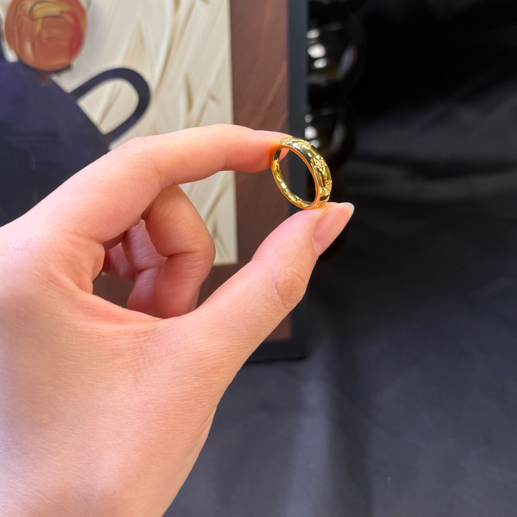 克重0.72 16号  繁星星星戒指  足金999