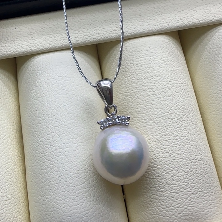 淡水珍珠摆件未镶嵌纯银吊坠10.9mm