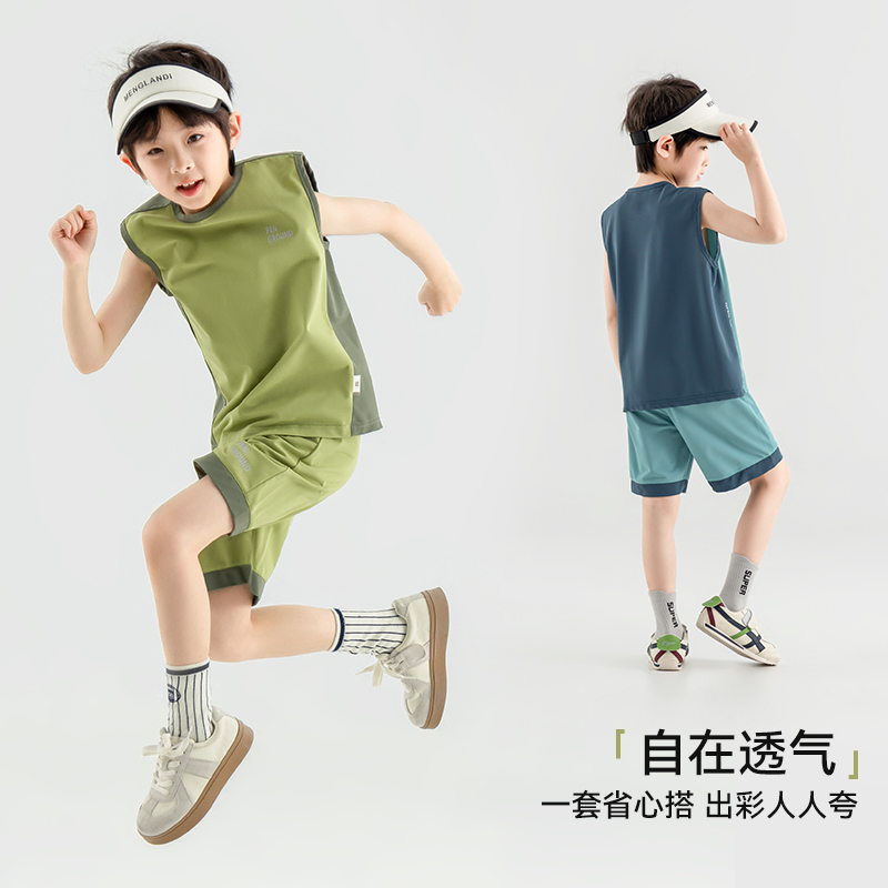 多多家10574【有170.冰皮凉感.速干套装】中大童夏季户外运动套装