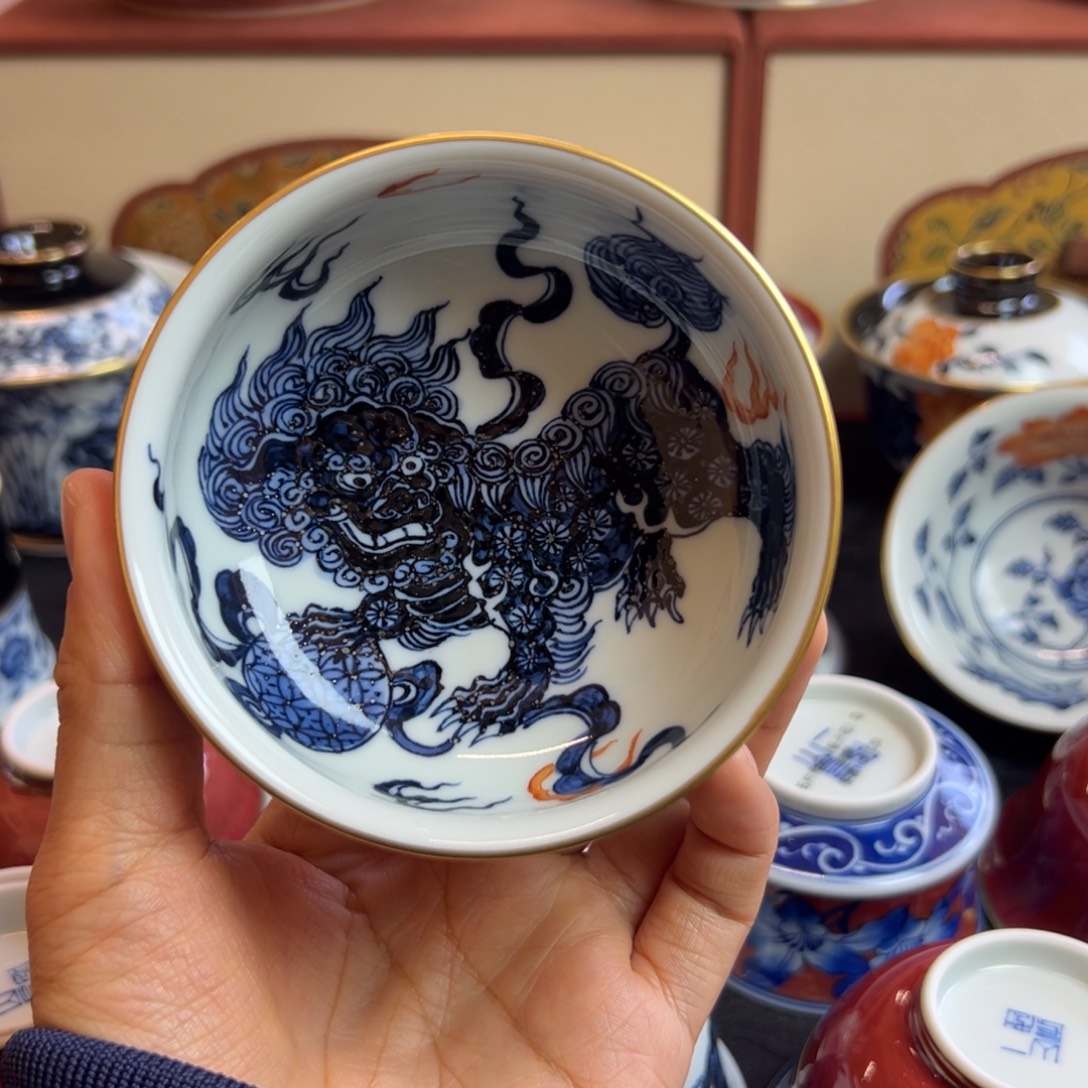 一如山房祭红狮子炉式杯