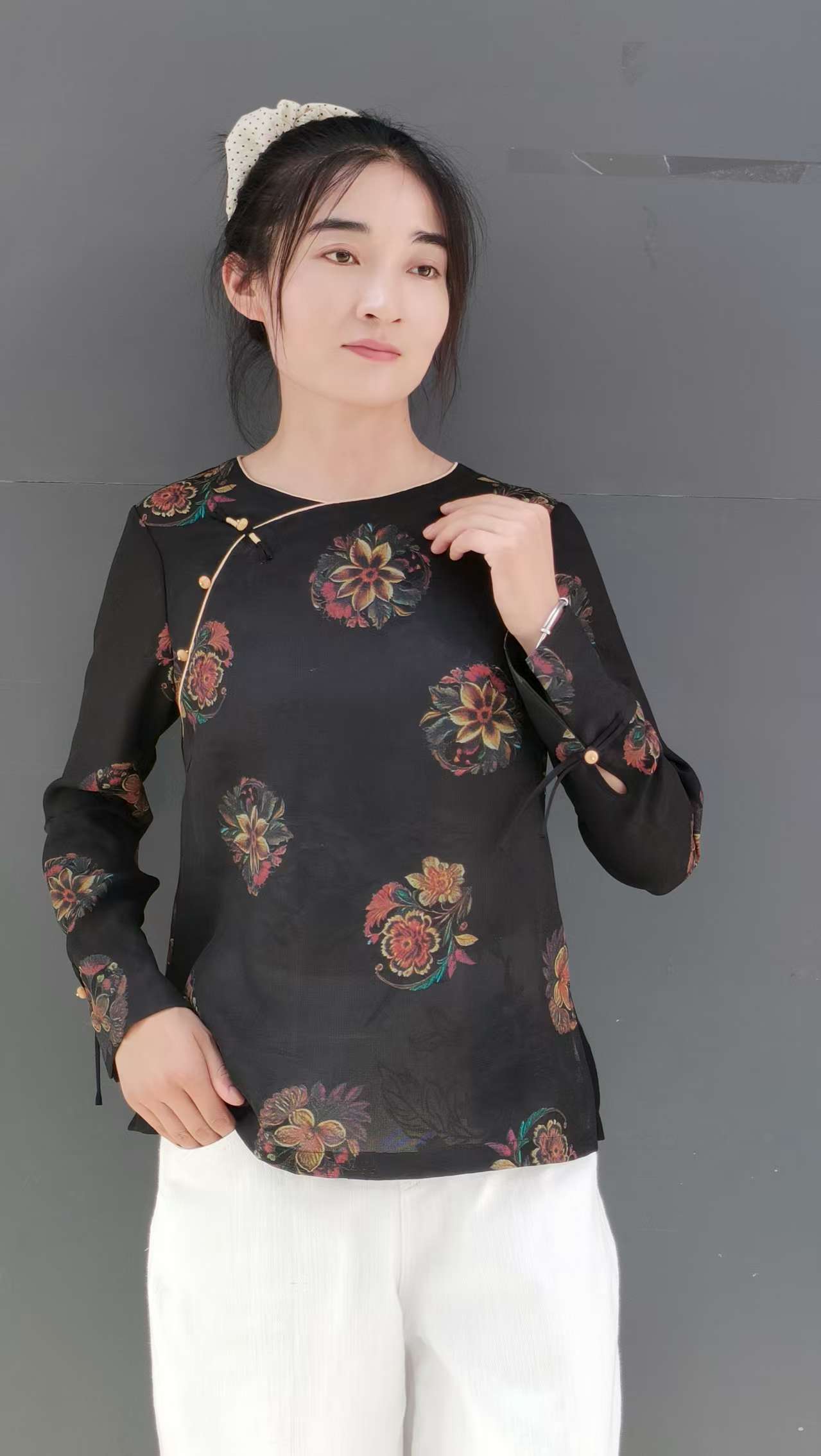 【工厂直营】轻奢香云纱花萝新中式高端定制复古贵气风爆款女性衬衣