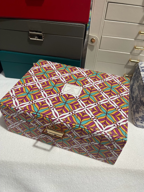 首饰盒/箱 【加厚皮质】几何印花小众品牌双层带锁皮质首饰盒