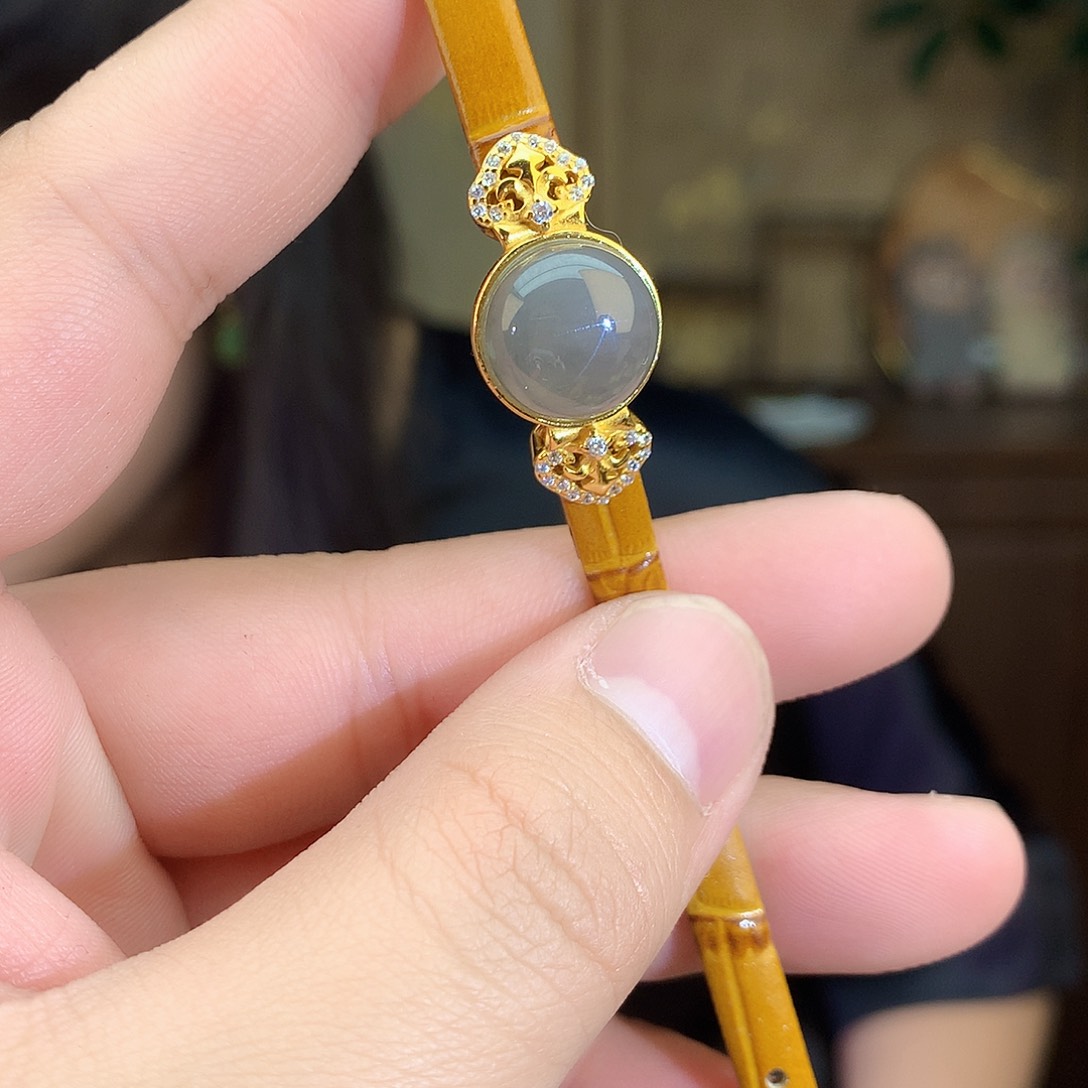 吊坠(不含链)银S925镶嵌和田玉（碧玉）手链