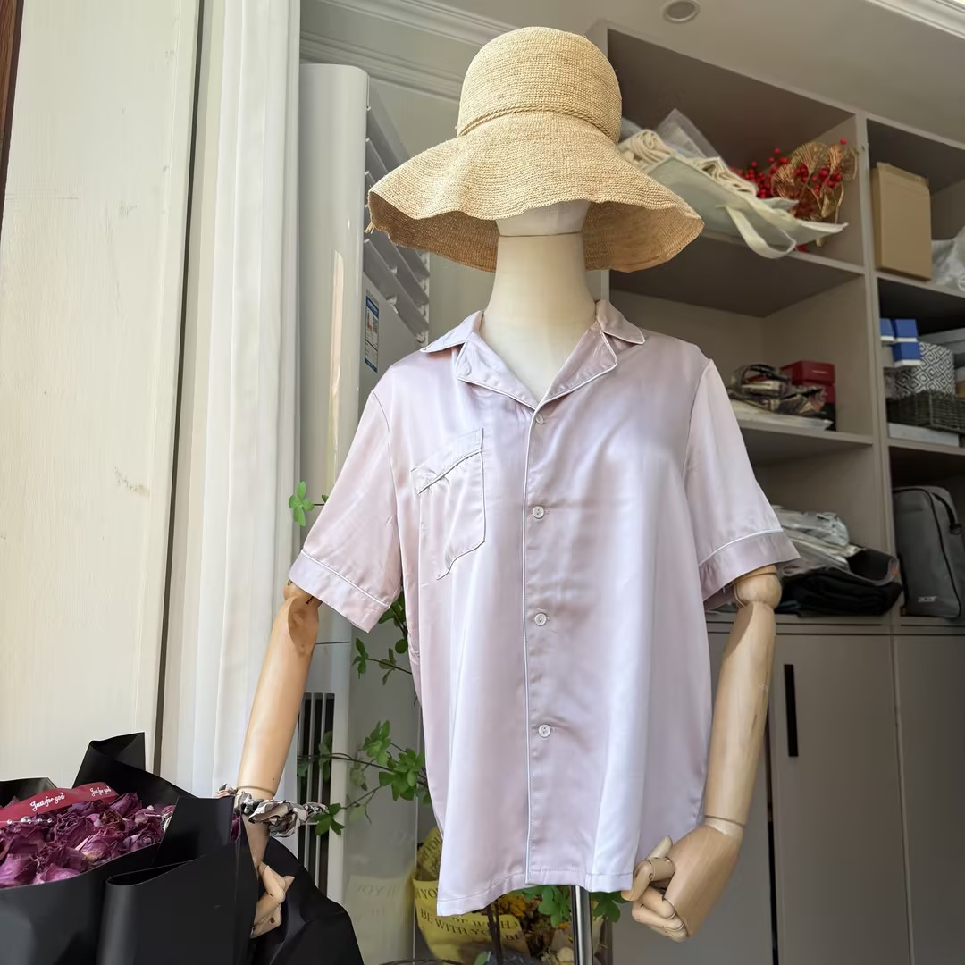 竹纤维浅粉色半袖家居服套装