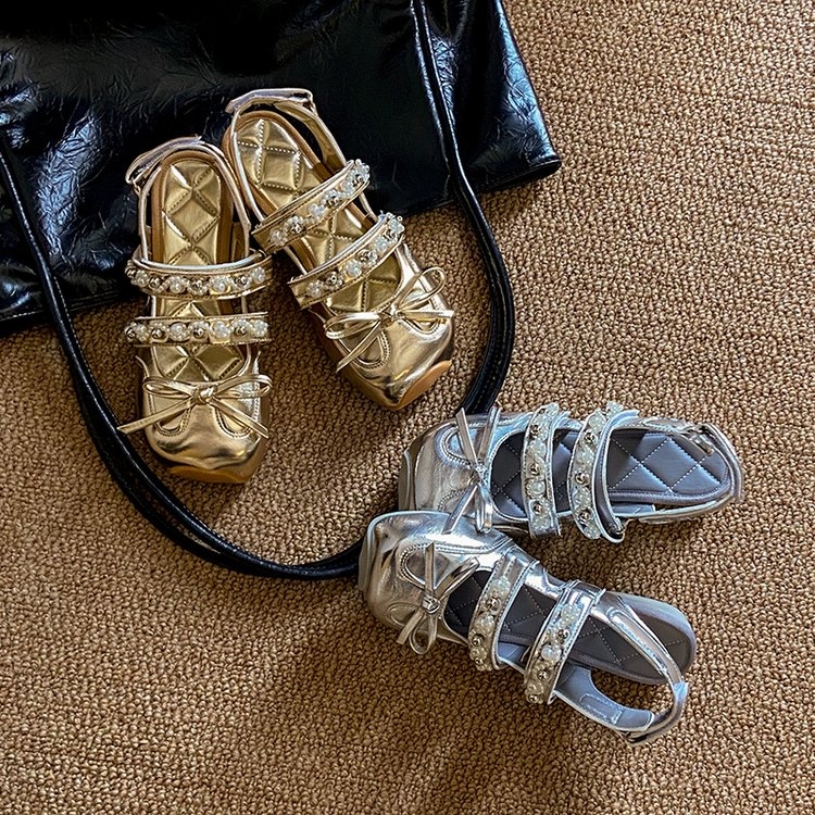 千金风蝴蝶结包头凉鞋包头浅口时装凉鞋软底高跟夏季外穿