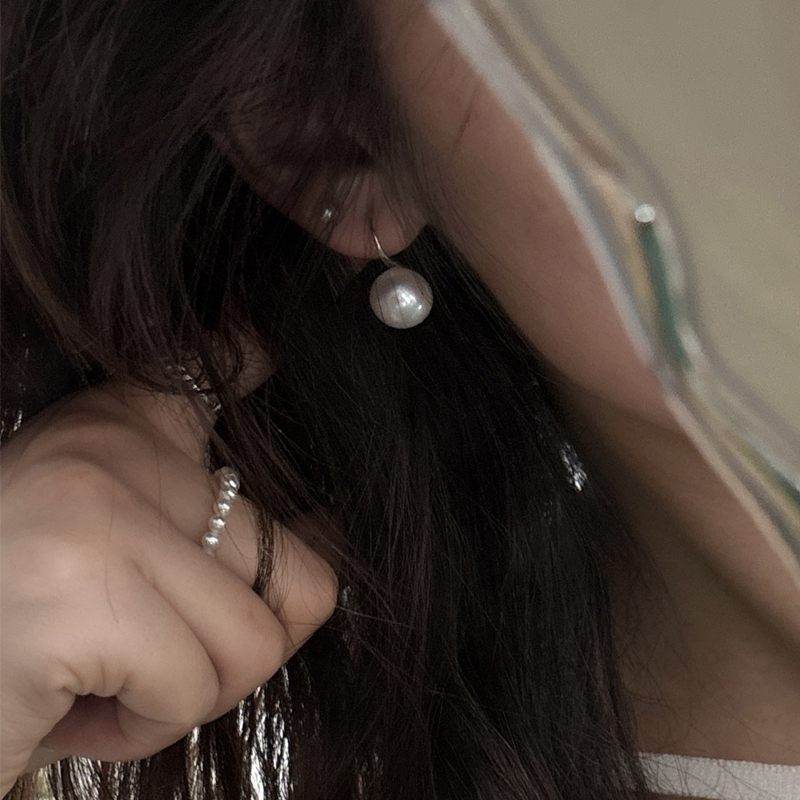 frlian天然淡水珍珠高跟鞋大耳钩设计款耳饰气质轻奢法式网红小众
