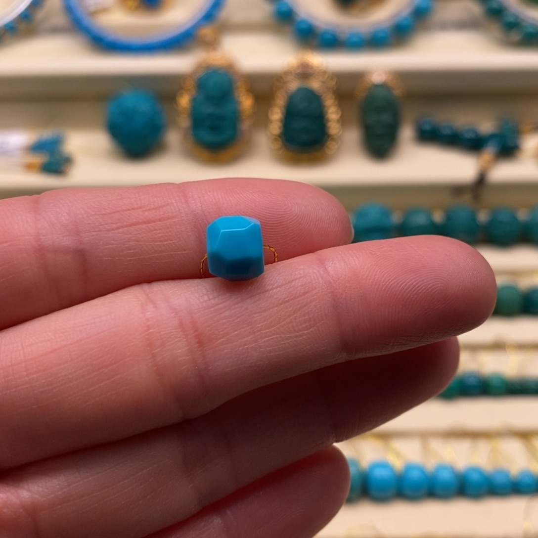 绿松石珠宝奇石未镶嵌直径7.6×6.6无相珠