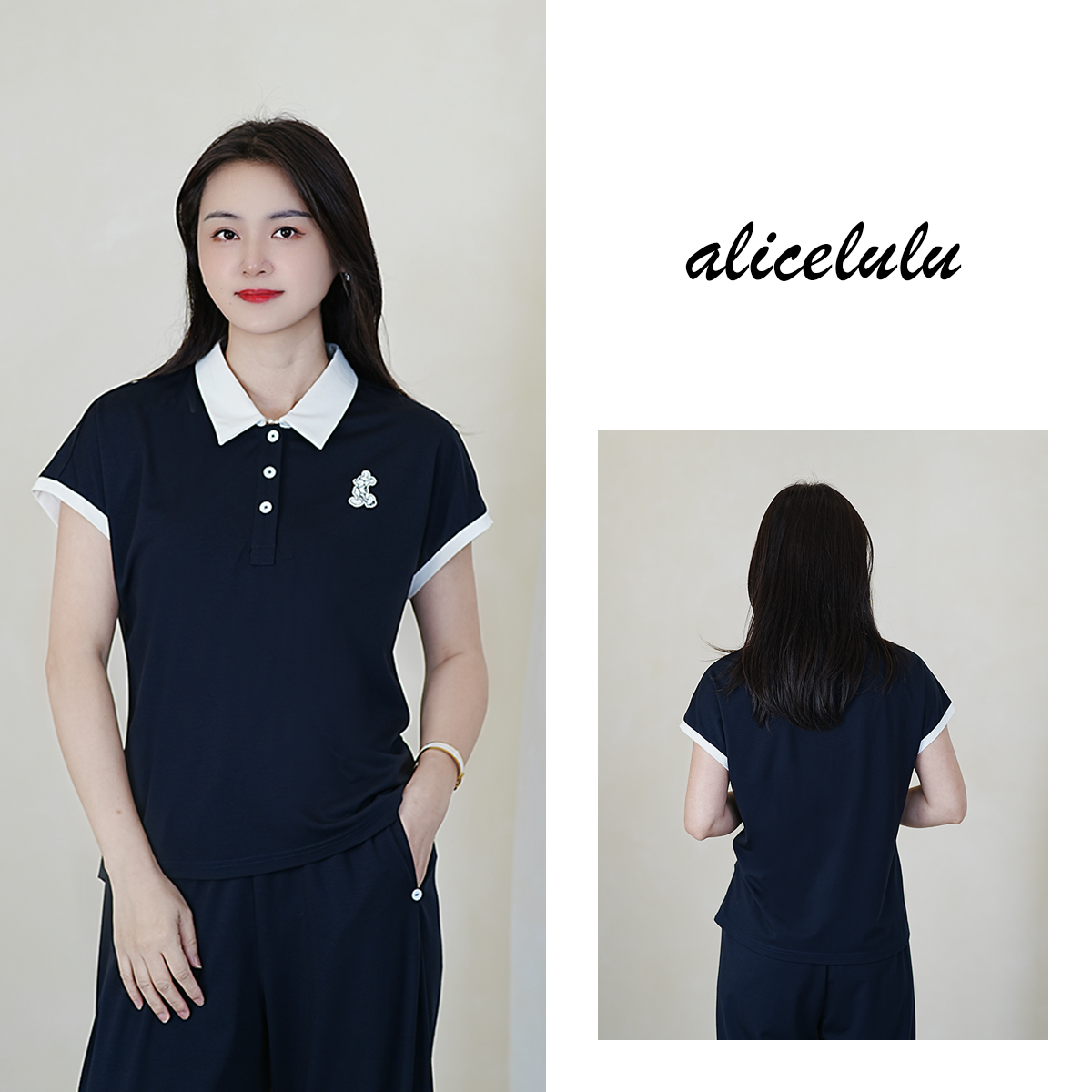 [alicelulu]夏季新款polo套头衬衫简约休闲百搭时尚S2143990E