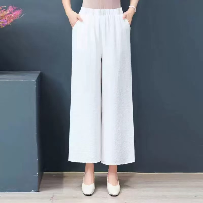 6601直筒裤夏季休闲裤白色时尚高腰女裤女装九分裤