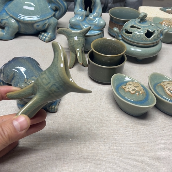 摆件酒爵天蓝釉窑变