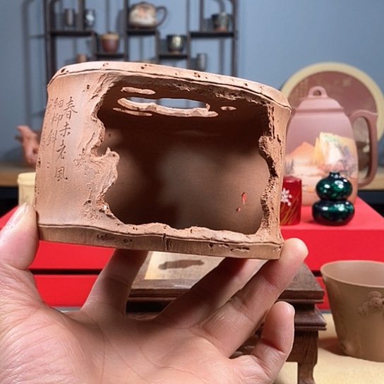 紫砂茶杯新*全手工竹段温茶炉