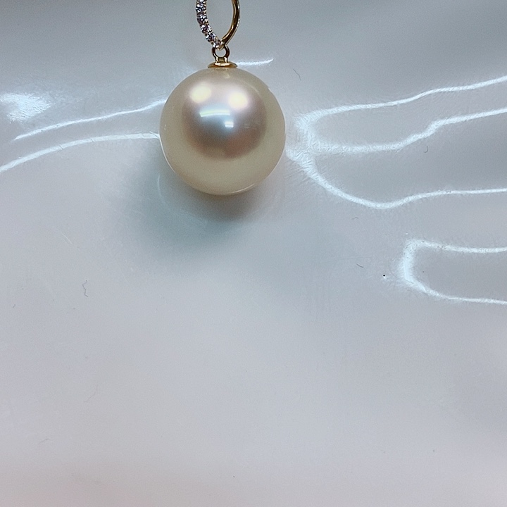 海水珍珠吊坠(不含链)18K金镶嵌12~13