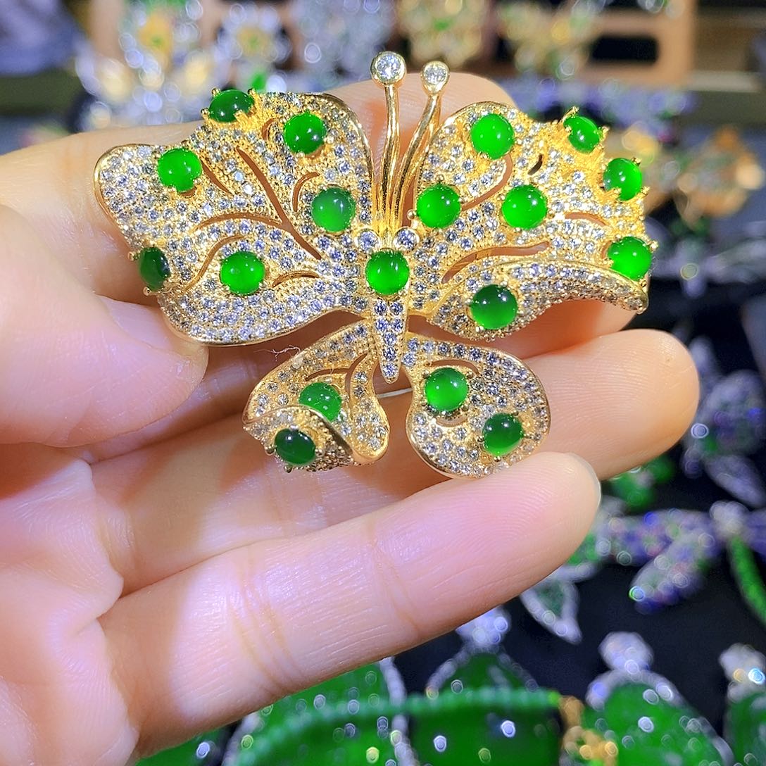 吊坠(不含链)银S925镶嵌翡翠