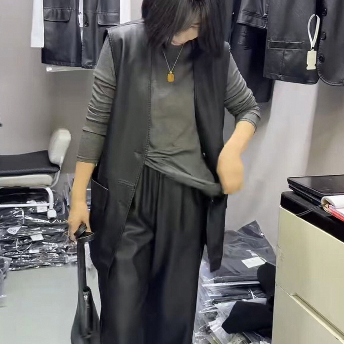 秋季宽松型纯色韩版休闲宽松女士秋季中长款马夹通勤风