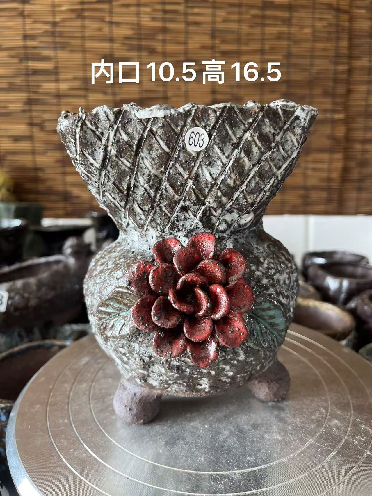 复古哑光釉色重工手捏粗陶陶艺多肉花盆