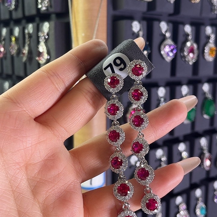 碧玺银S925镶嵌耳饰