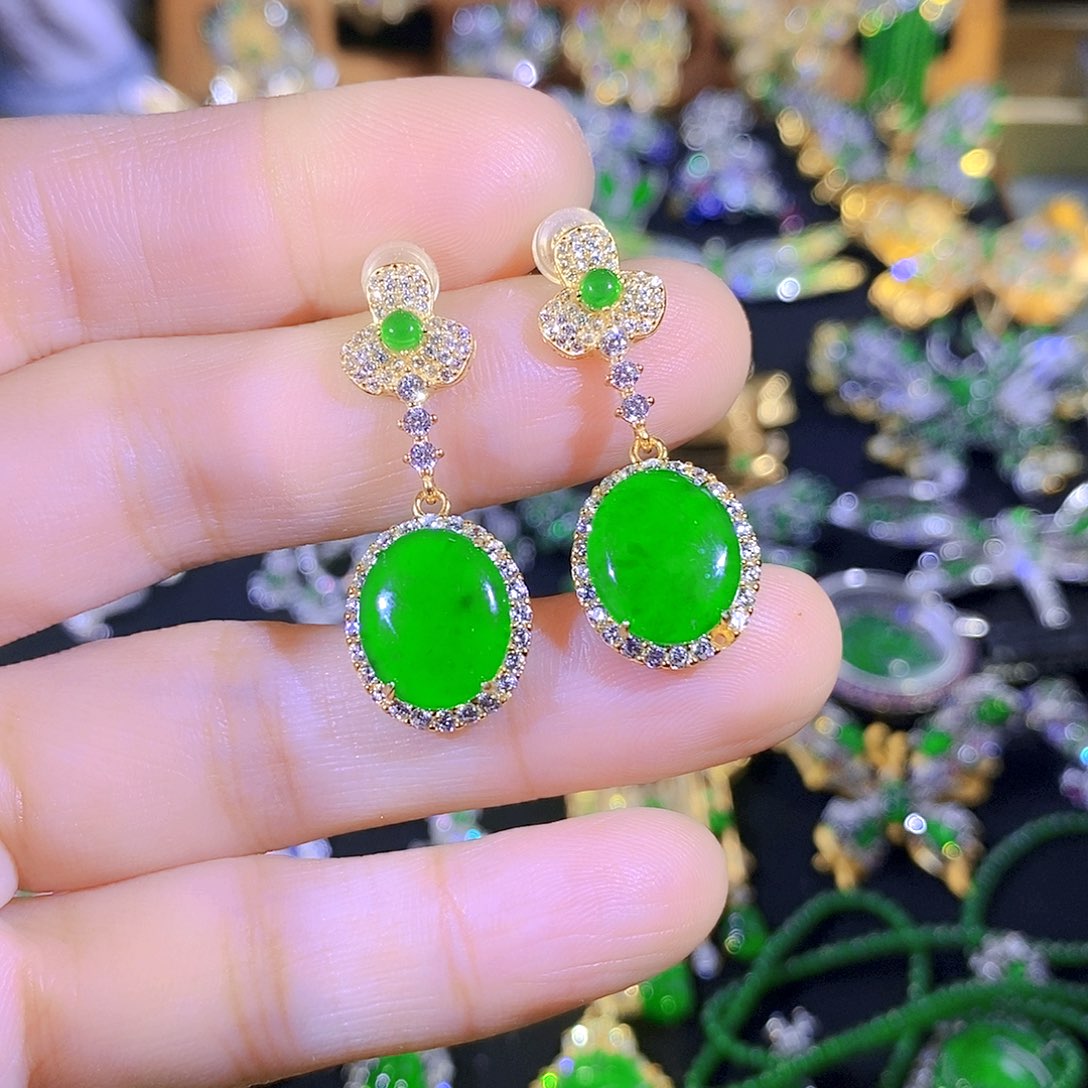 吊坠(不含链)银S925镶嵌翡翠