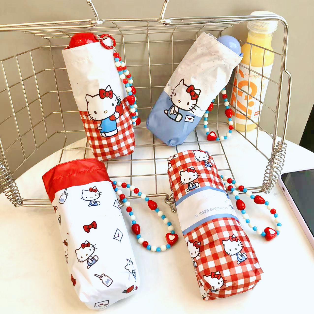 【KT喵】出韩国6骨5折晴雨两用防晒UPF50+直径95厘米超轻遮阳伞