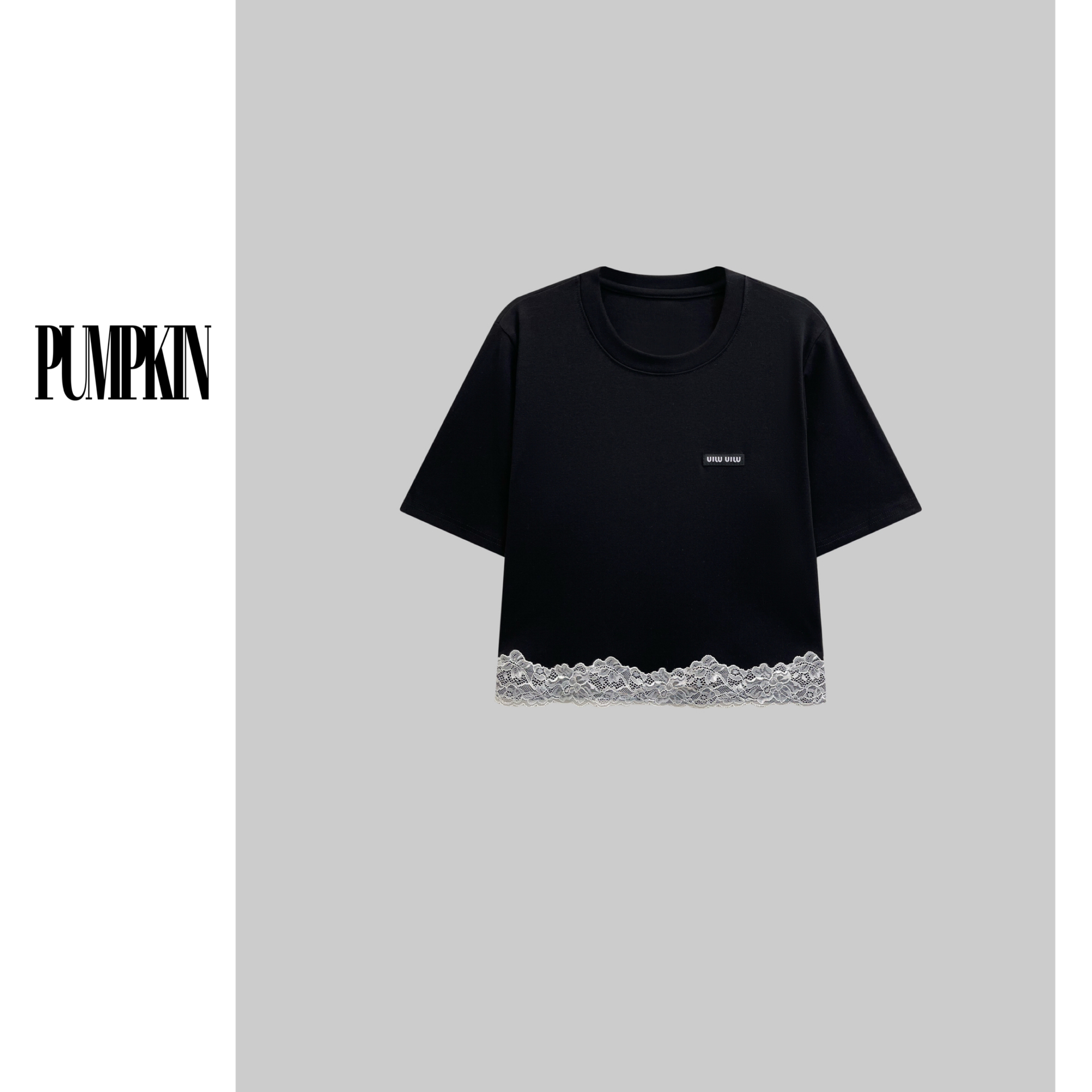 【双12钜惠】·大码夏季初恋风圆领蕾丝花边拼接短款T恤