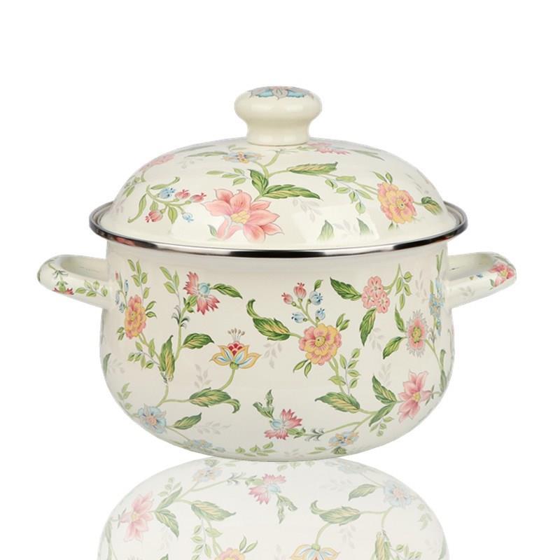 日本进口精工加厚搪瓷锅双耳汤锅搪瓷煮锅搪瓷炖锅煲汤锅电