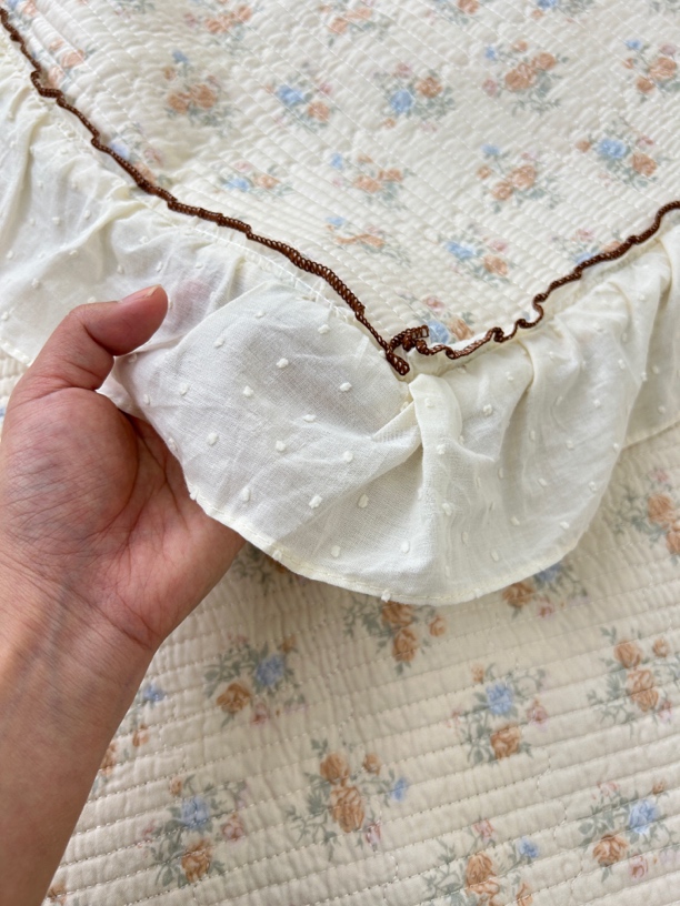 全棉花边款三件套夹层棉花加厚床单柔软舒适透气