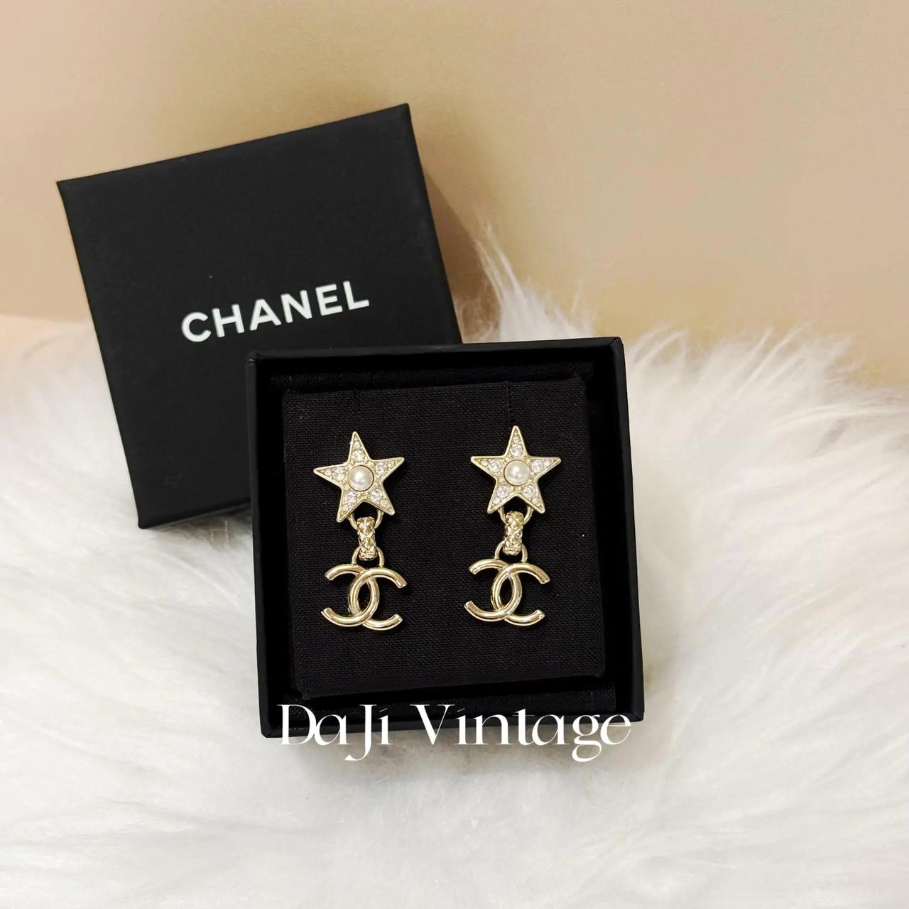 大吉中古/Chanel香奈儿五角星珍珠双c吊坠耳钉