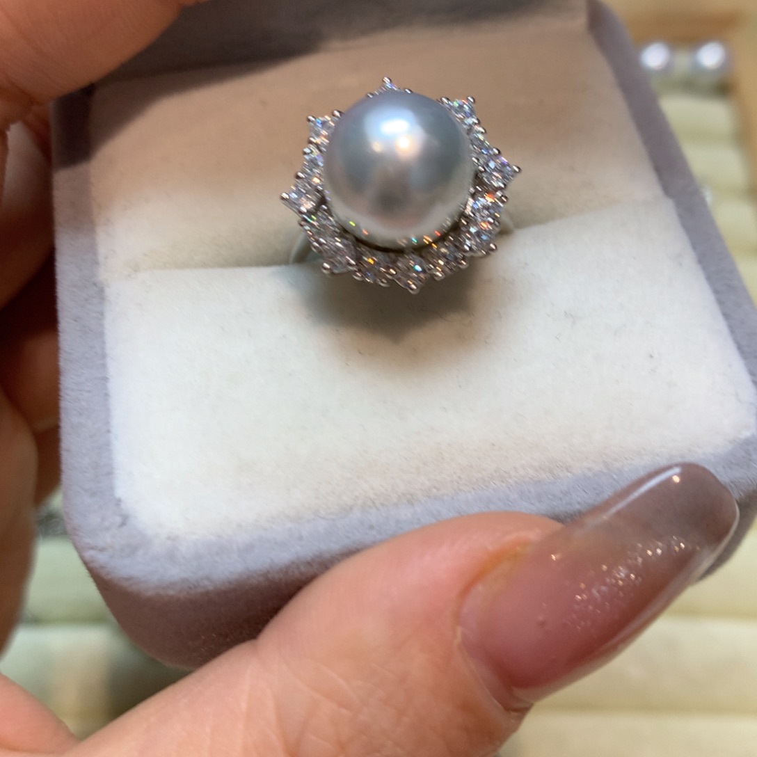 海水珍珠戒指银S925镶嵌