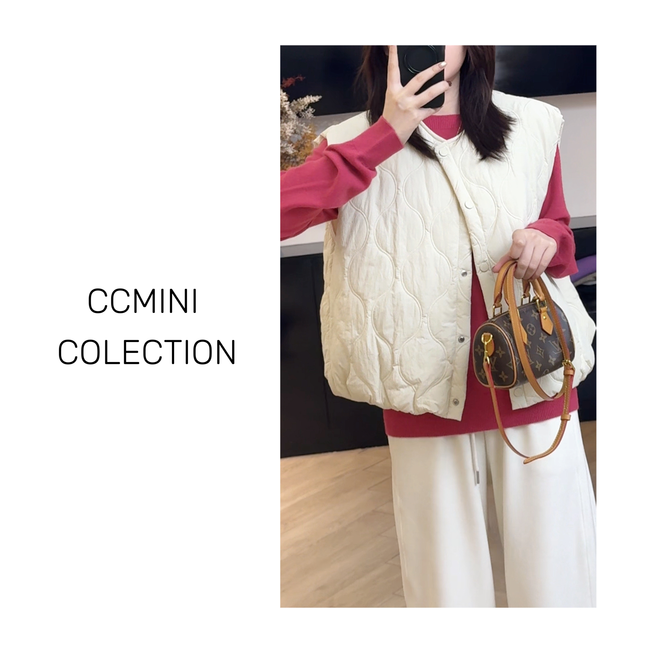 「刺绣绗棉马甲」秋冬季宽松外套女休闲百搭显瘦遮肉韩系棉服马甲女