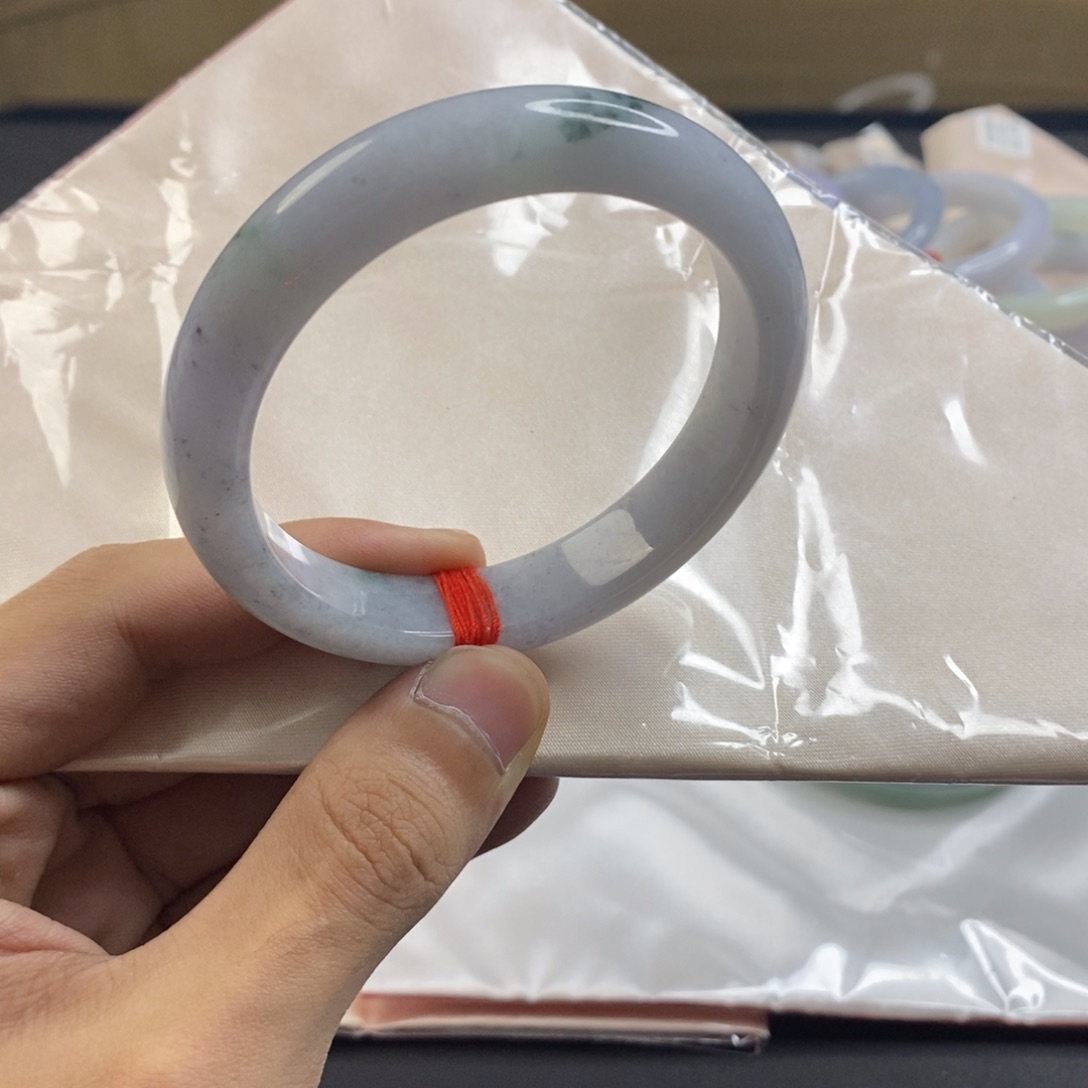 翡翠未镶嵌手镯翡翠手镯乌鸡紫底飘花57.8