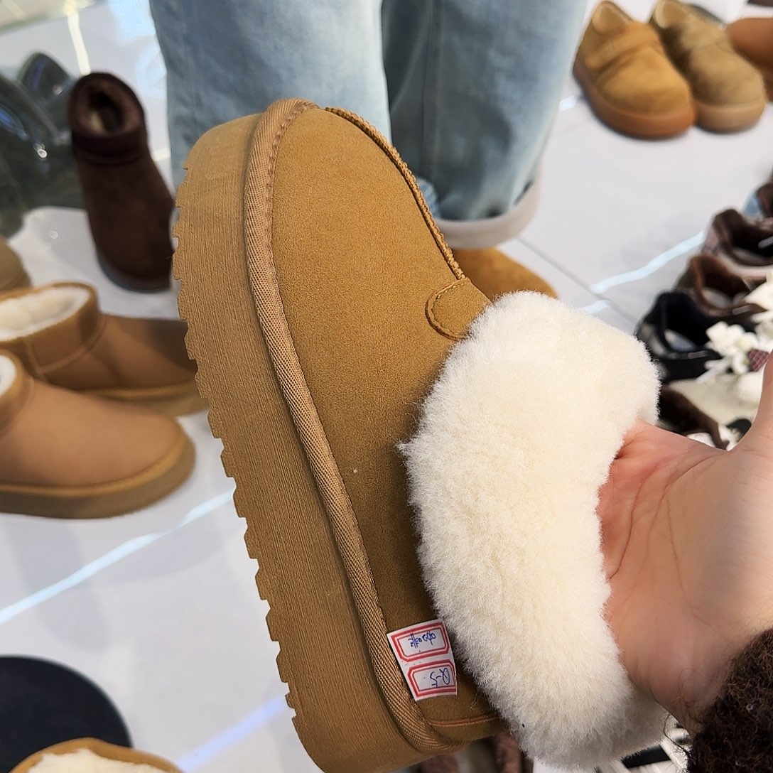 黄牛剖层皮革松糕鞋9903黄色38码