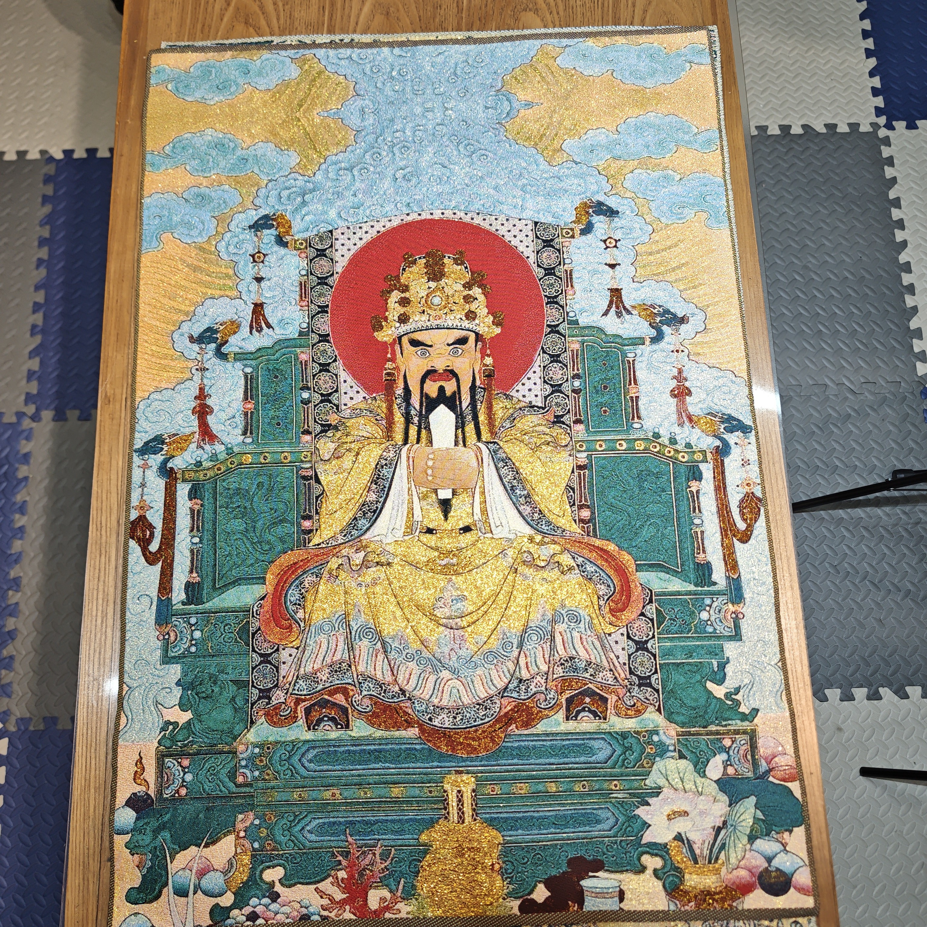 刺绣龙五爷装饰画装裱办公室茶室玄关书房客厅背景挂画