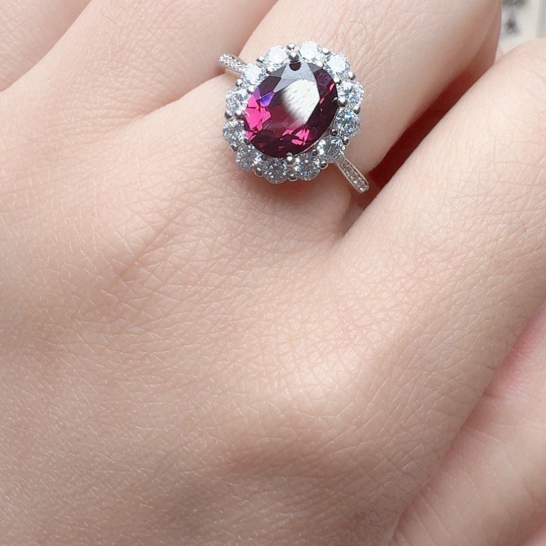 石榴石戒指银S925镶嵌