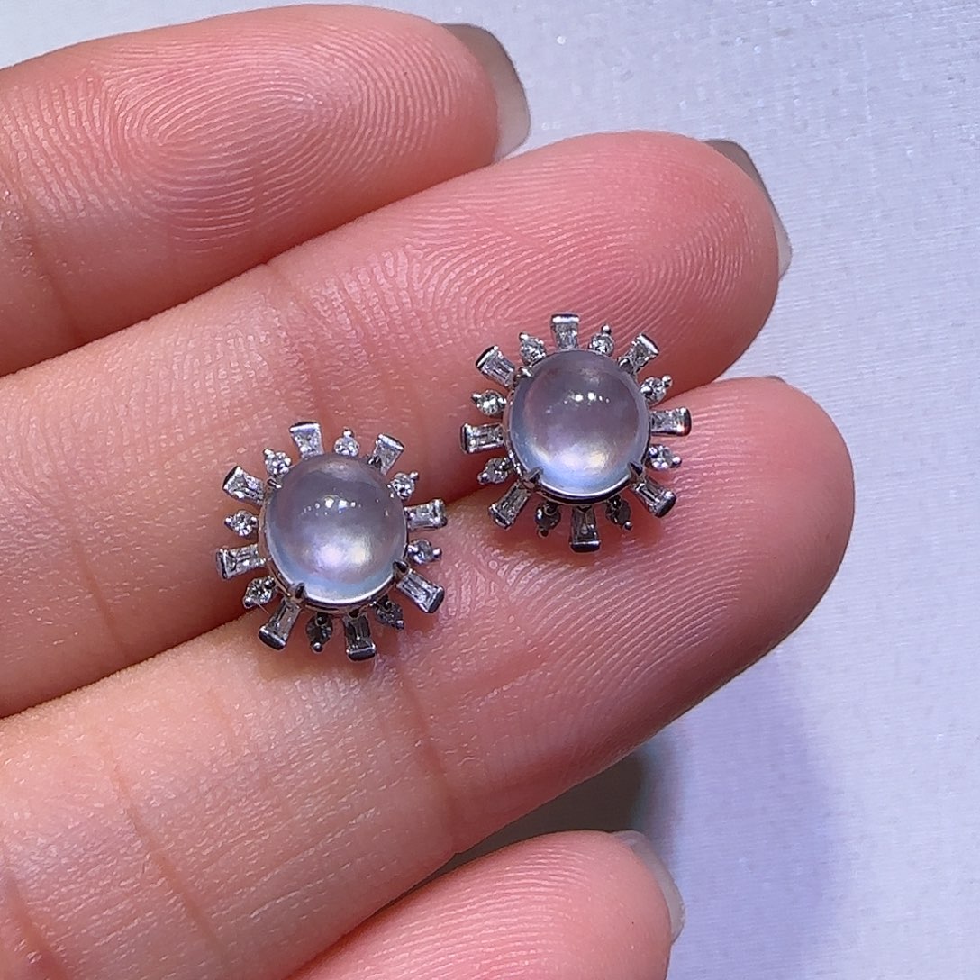 翡翠耳钉18K金镶嵌耳钉