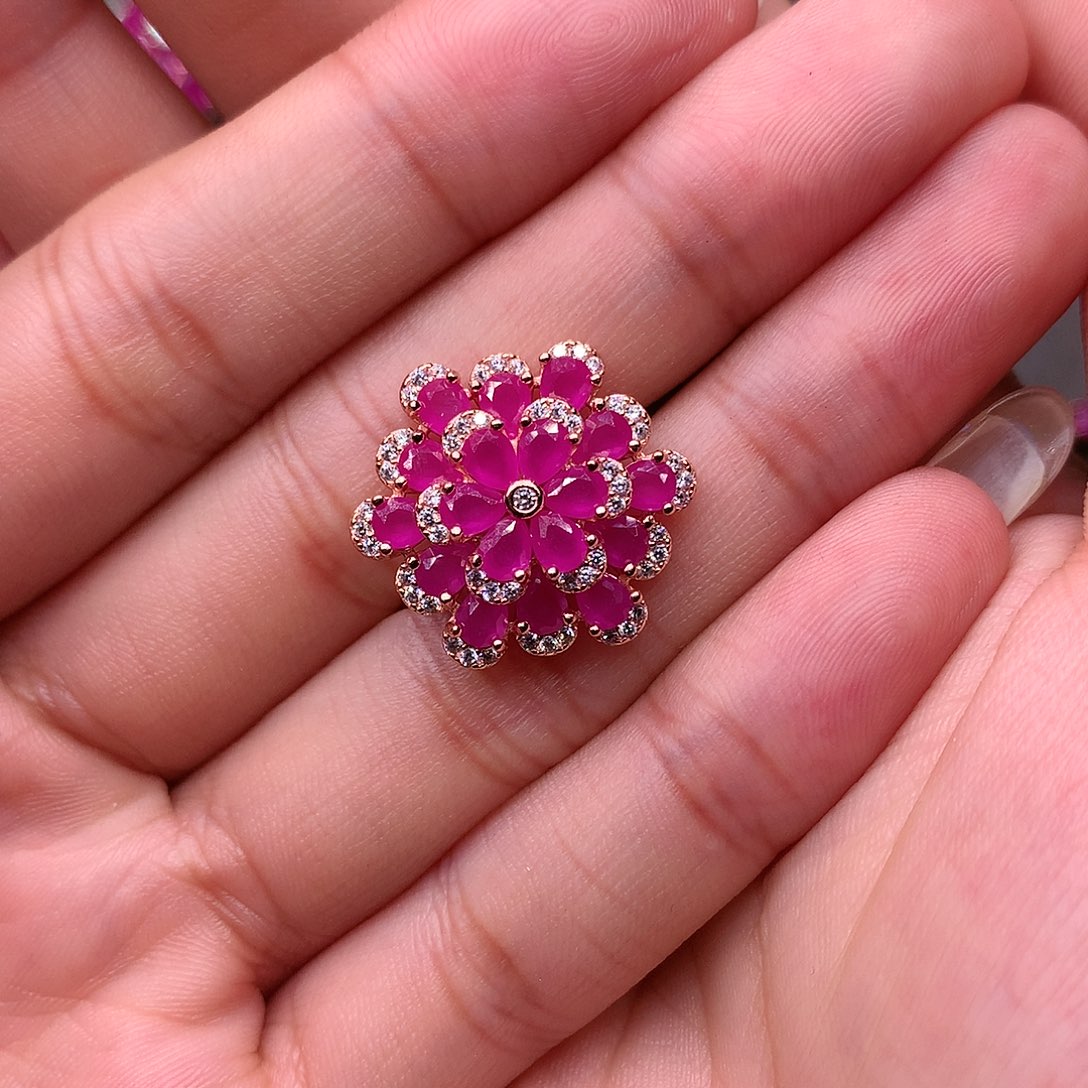 红宝石戒指银S925镶嵌