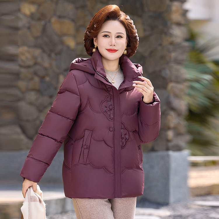 中老年冬季加绒保暖加厚奶奶装时尚舒适棉衣棉服中长款妈妈装Y