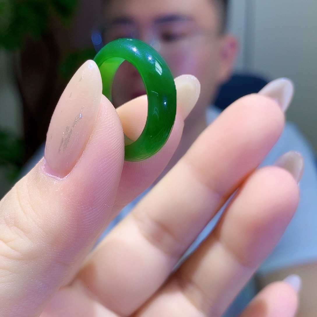 和田玉（碧玉）戒指未镶嵌圈口自己备注哦