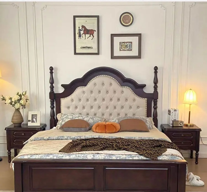 美式复古法式成套储物高箱主卧室大床单人轻奢简约古典欧式公主床