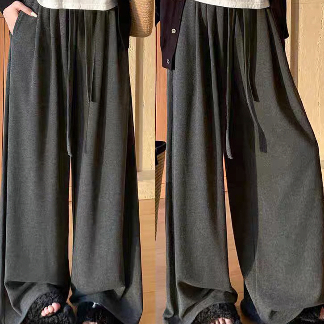 南瓜家6656加绒抽绳阔腿裤