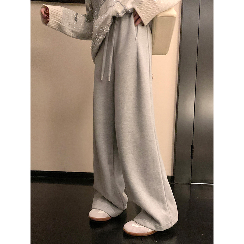 版型太绝了！醋酸羊驼绒混纺 高腰直筒慵懒卫裤C25D16262H