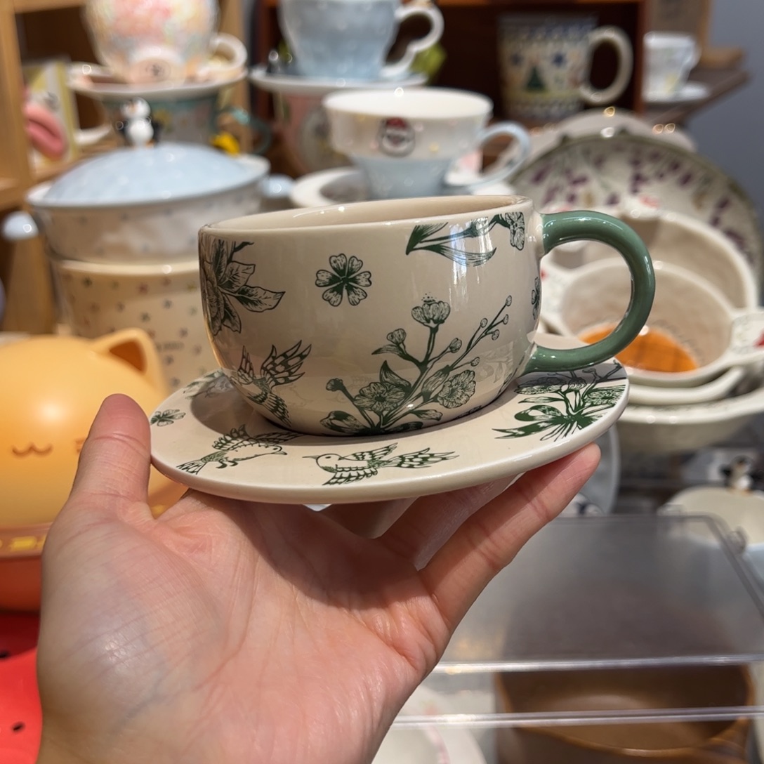 庭无緑圆柱咖啡杯碟