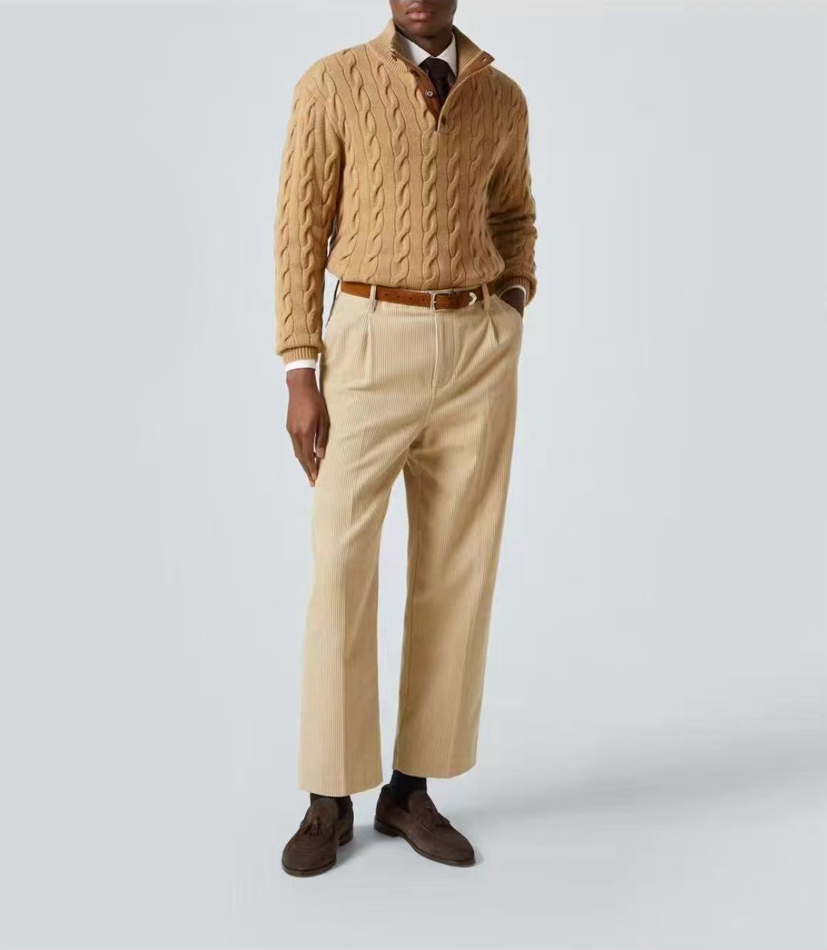 “16000版”  老钱风绞花立领长袖情侣款商务休闲毛衣 一等品工艺