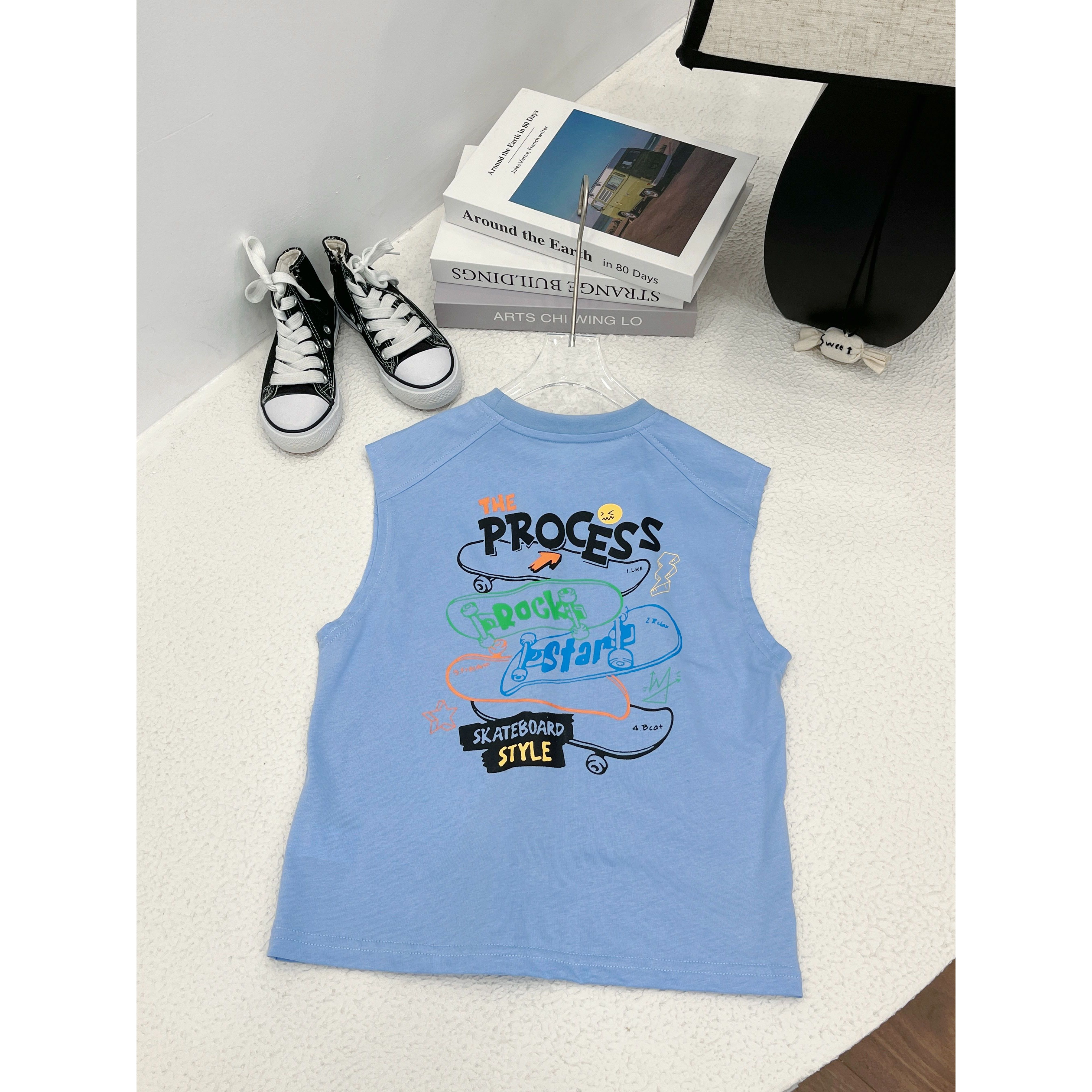 圆领韩版套装吸湿排汗男森系T恤无袖夏季卡通中童T6125