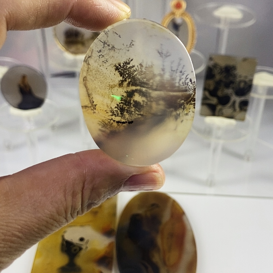 合成碳硅石非金属时尚图纹画面石饰品
