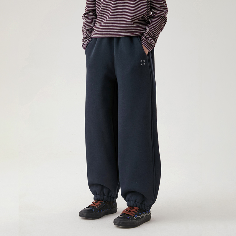 NNGZ设计师风保暖儿童百搭休闲加绒运动裤直筒冬B25DY2198G裤子