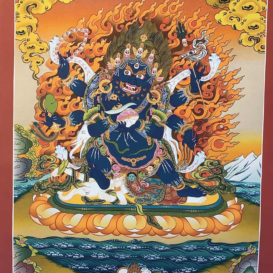 卷轴画不****哥手绘精美大黑天