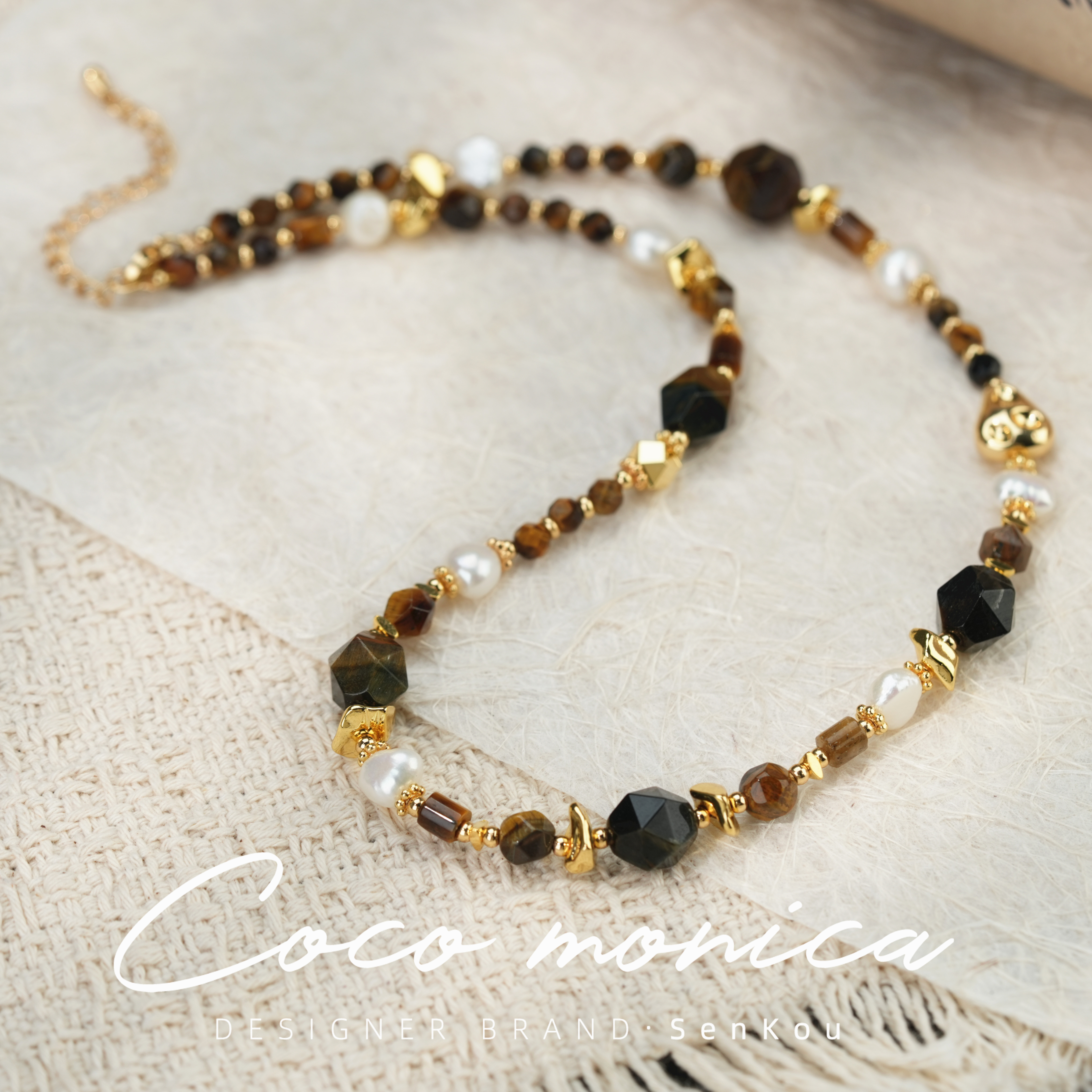 【小霞珠宝】珍珠虎眼项链手工吊坠国风设计师 AE810