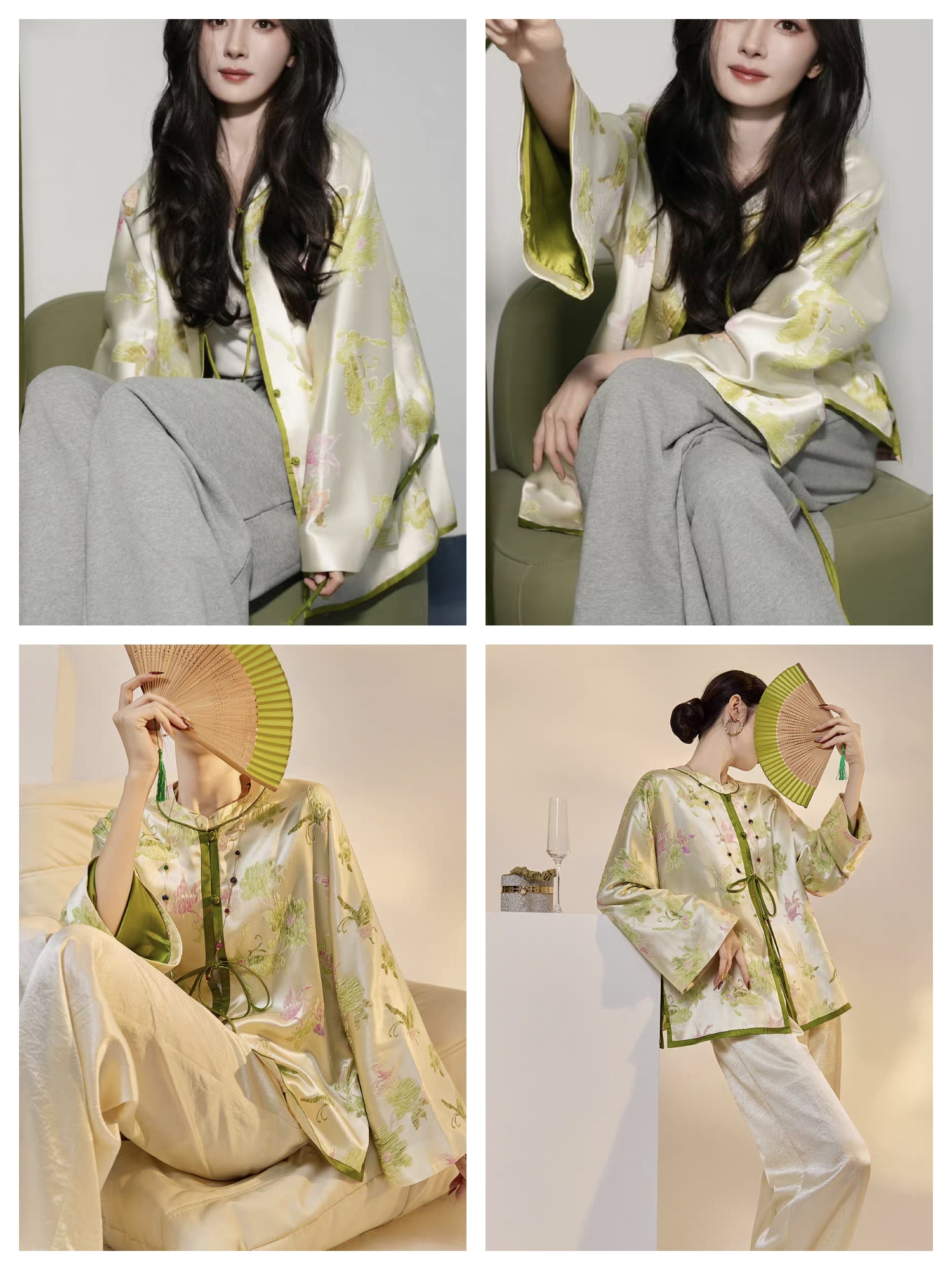 【秘蜜款】时尚百搭新中式桑蚕丝圆领长袖外套