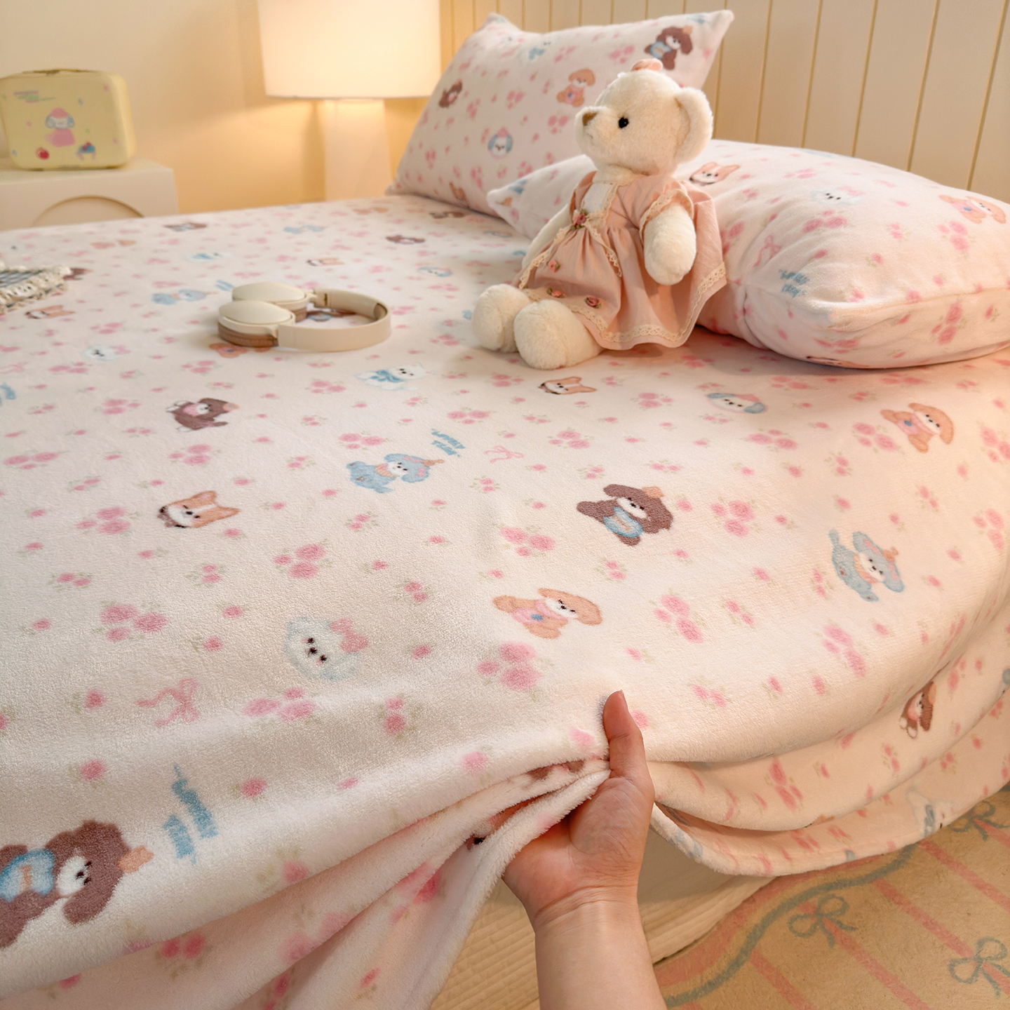 加厚牛奶绒床单单件ins风小清新冬季学生宿舍卡通加绒珊瑚绒被单4