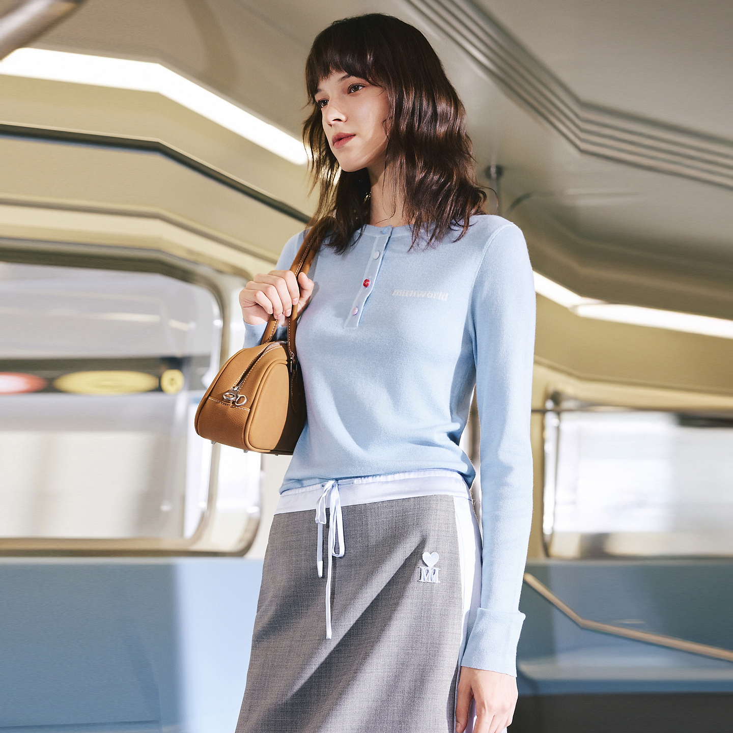 mithworld/沵媞套头针织衫圆领正肩秋冬新款通勤风上衣W7GFV0083